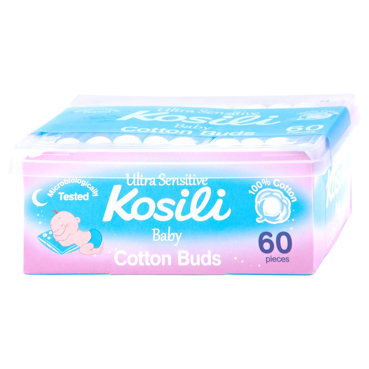 Baby štapići za uši - plavi, 60 kom