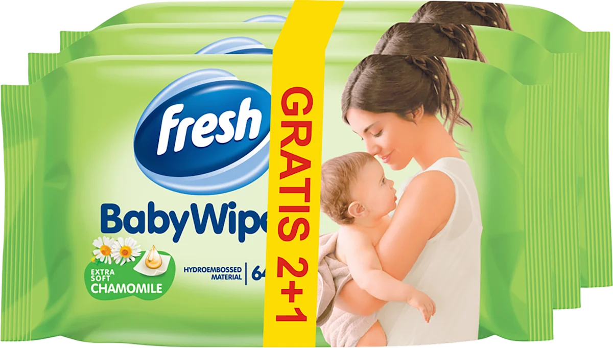 Baby - vlažne maramice, 2+1 gratis, 192 kom