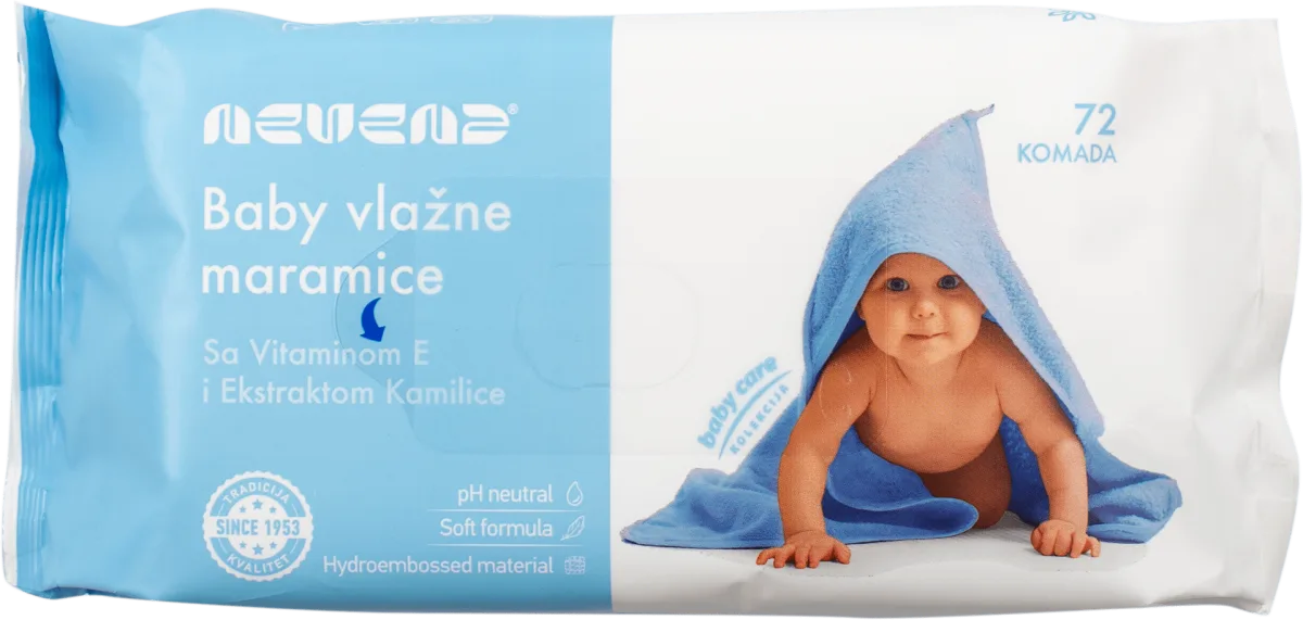 Baby vlažne maramice, plave, 72 kom