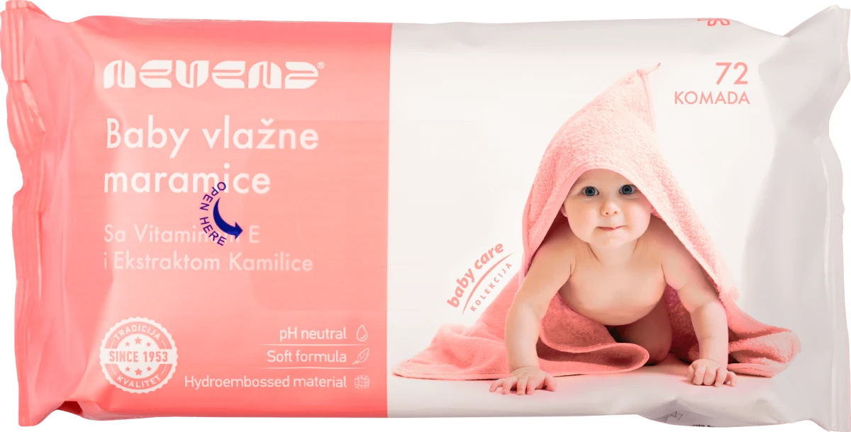 Baby vlažne maramice, roze, 72 kom
