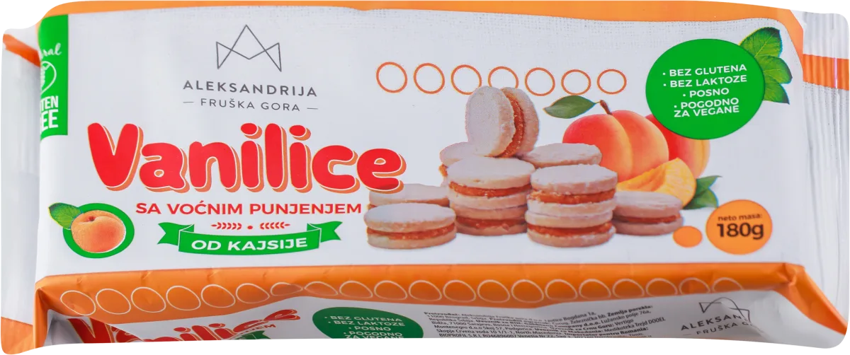 Bezglutenske vanilice sa voćnim punjenjem od..., 180 g