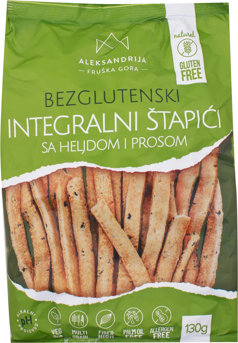 BEZGLUTENSKI INTEGRALNI ŠTAPIĆI SA HELJDOM I..., 130 g