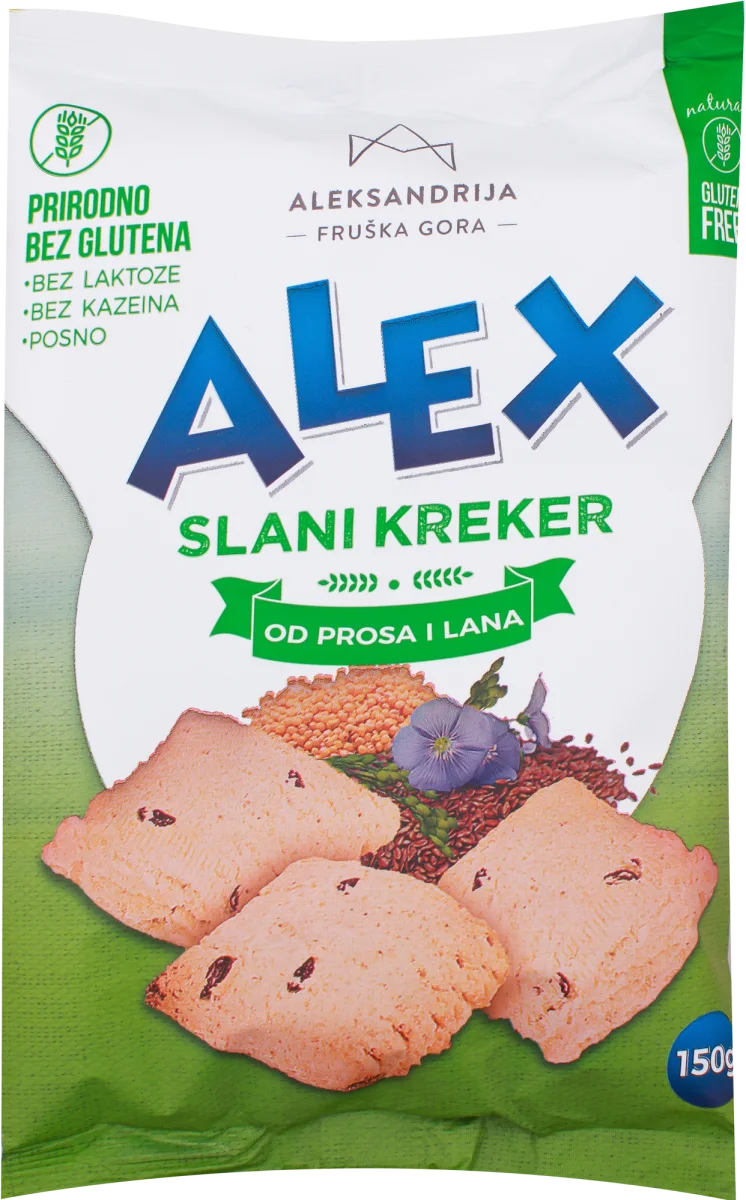 Bezglutenski slani kreker od prosa i lana-  Alex, 150 g