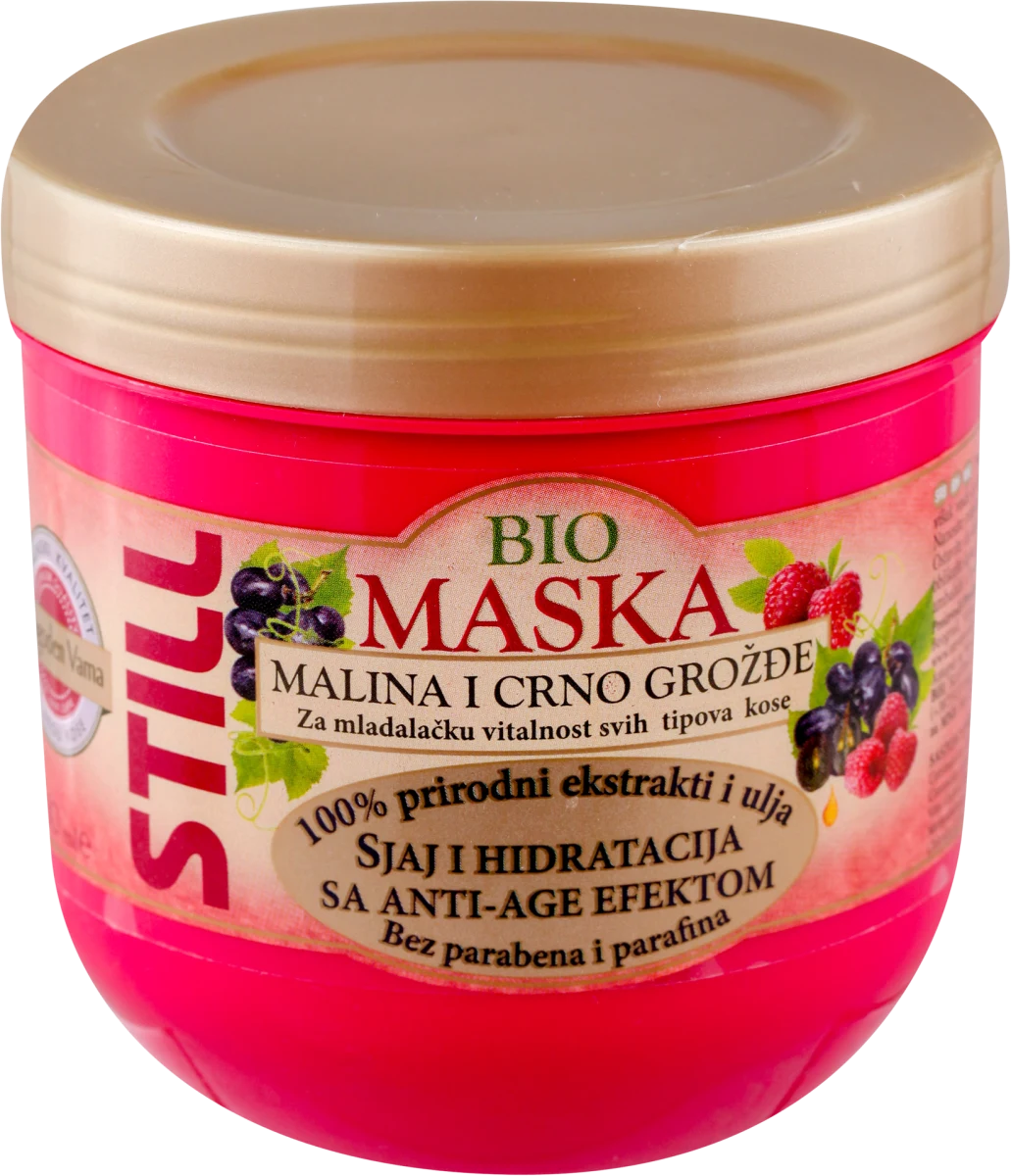 BIO maska za kosu - MALINA I CRNO GROŽĐE, 500 ml
