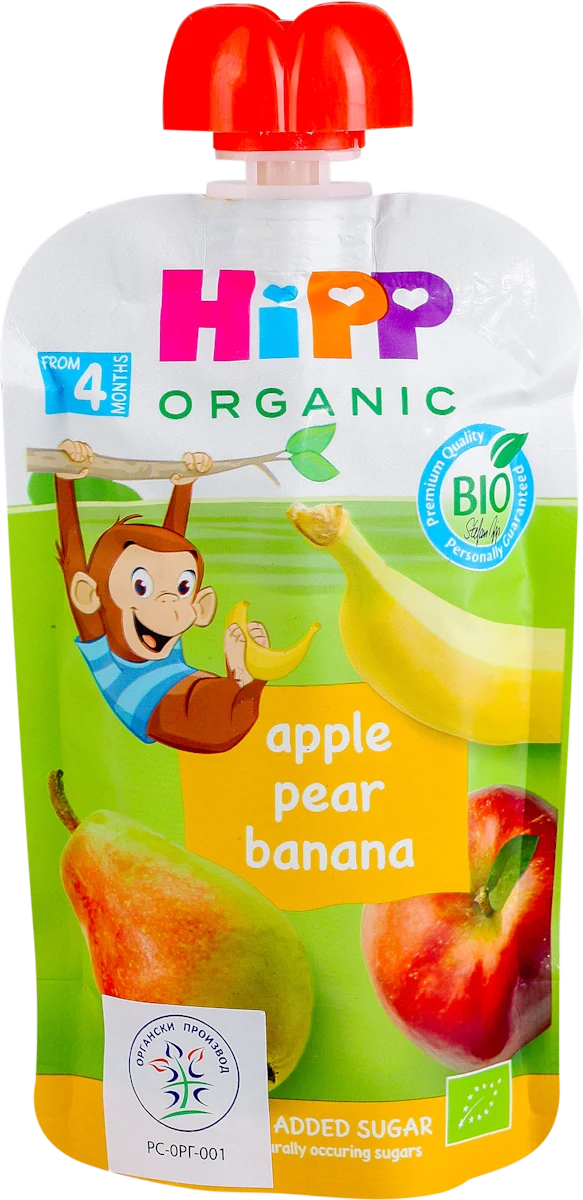 BIO Voćna zabava - jabuka, kruška i banana, 4+..., 100 g