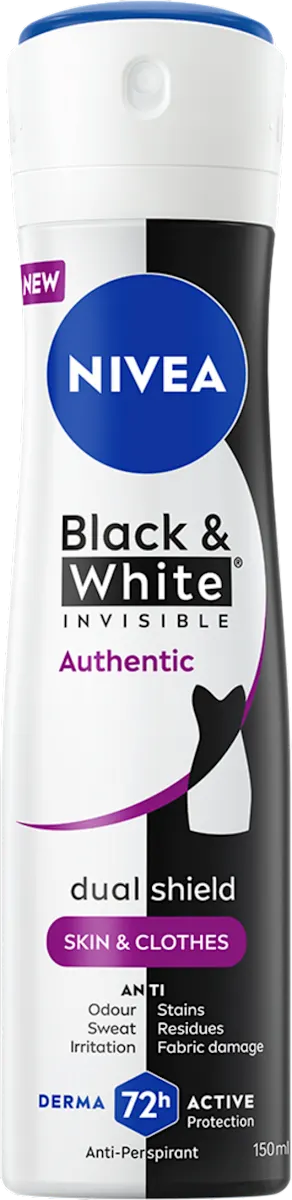 Black &amp; White INVISIBLE Authentic dezodorans u spreju, 150 ml