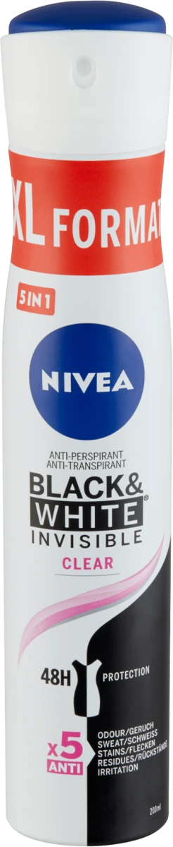 Black & White Invisible Clear - dezodorans u..., 200 ml