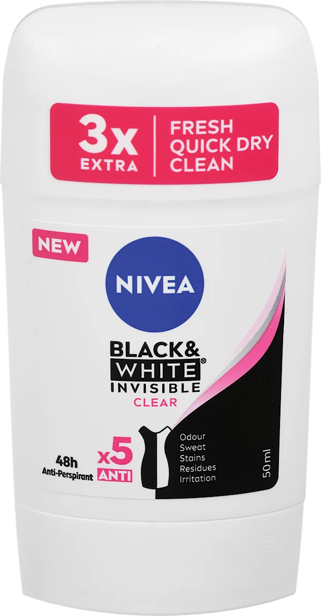 BLACK&WHITE INVISIBLE CLEAR 48h dezodorans stik, 50 ml