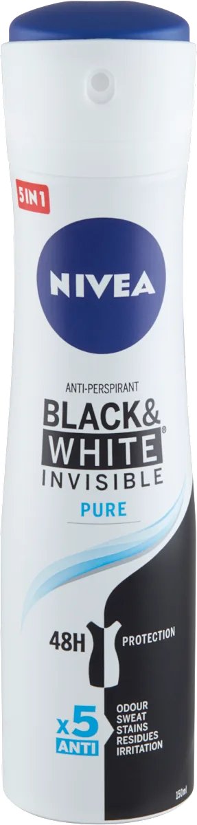Black&White Invisible Pure - dezodorans u spreju, 150 ml