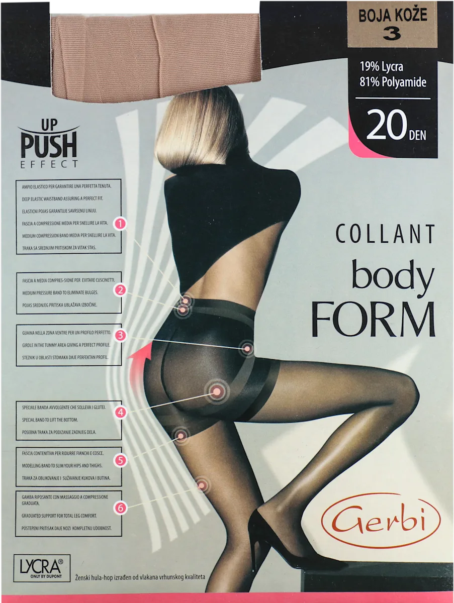 BODY FORM hulahopke 20 DEN, boja kože, veličina 3, 1 kom
