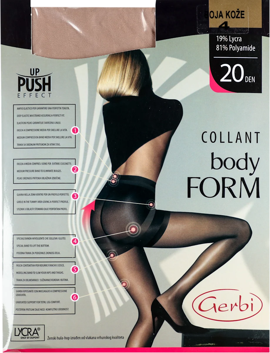 BODY FORM hulahopke 20 DEN, boja kože, veličina 4, 1 kom