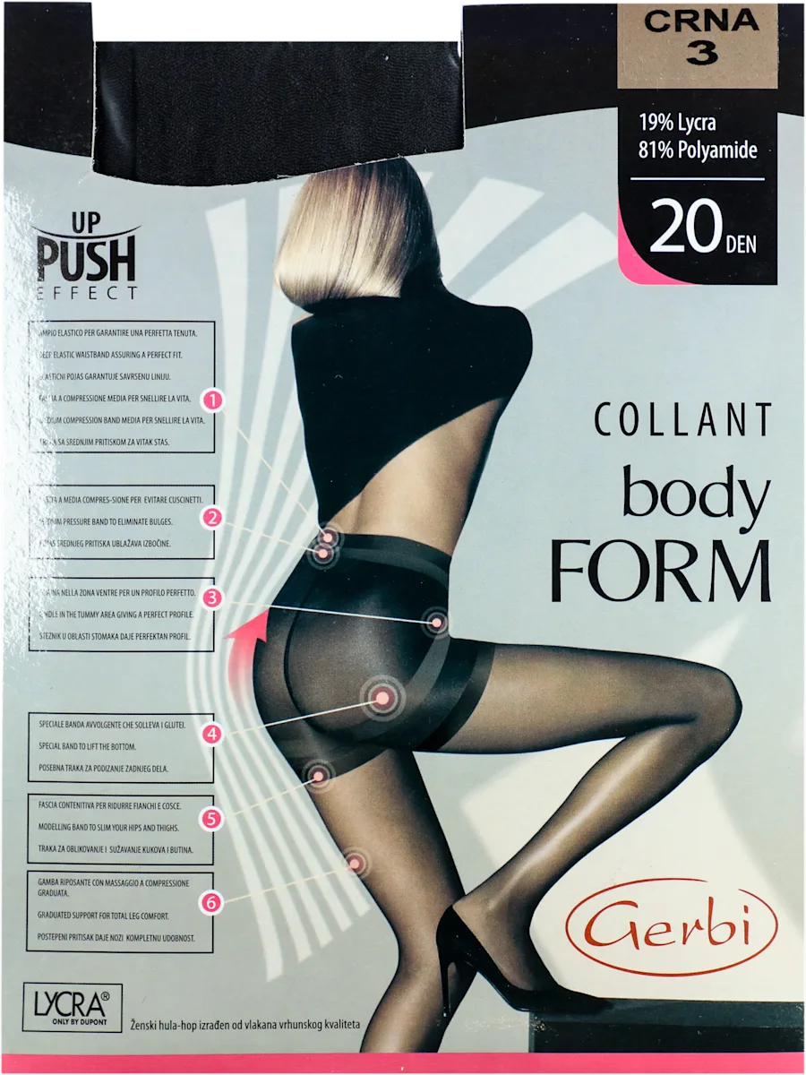 BODY FORM hulahopke 20 DEN, crna boja, veličina 3, 1 kom