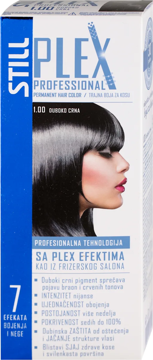 Boja za kosu PLEX COLOR 1.00 - DUBOKO CRNA, 1 kom
