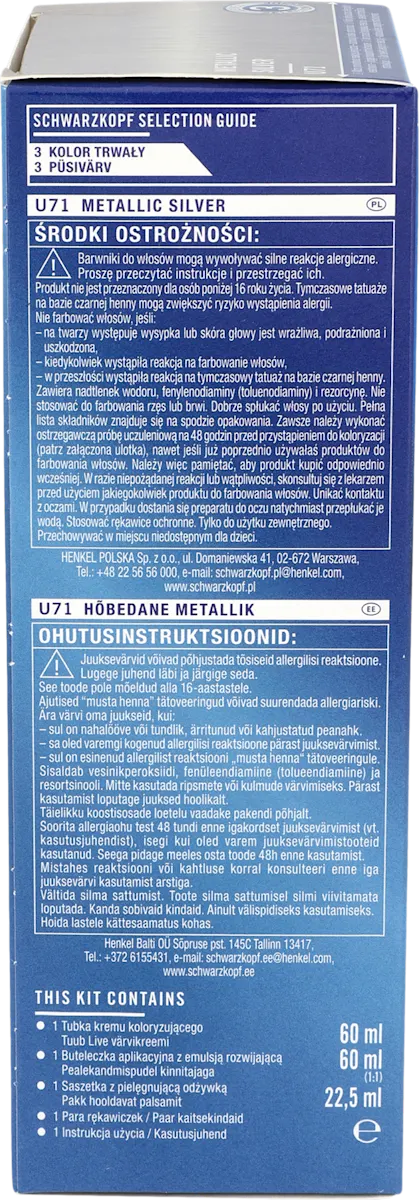 Boja za kosu - U71 Metalik srebrna, 1 kom
