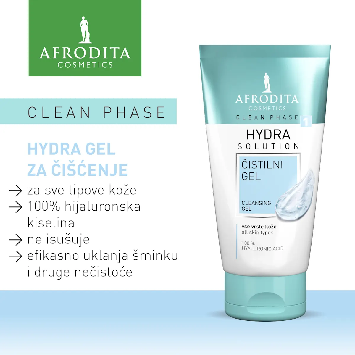 CLEAN PHASE 1, HYDRA SOLUTION gel za čišćenje lica, 150 ml