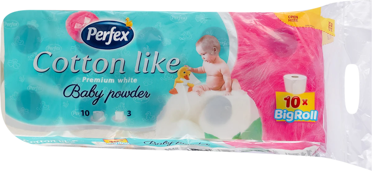 Cotton like Baby Powder toaletni papir 3-slojni, 10 kom