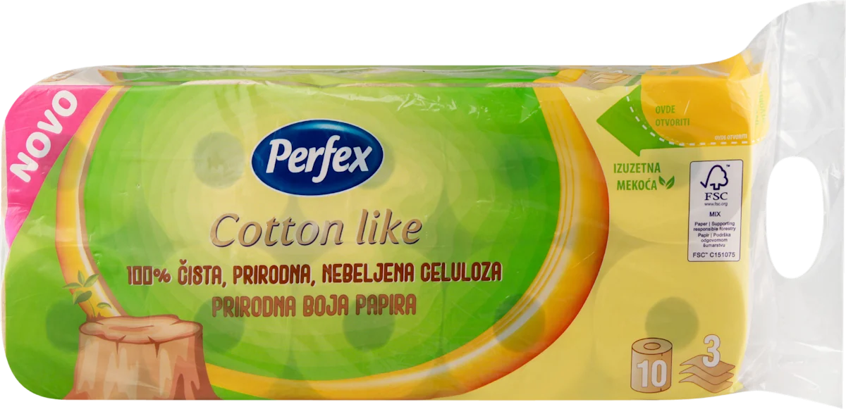Cotton like prirodna boja papira - toalet papir, 10 kom