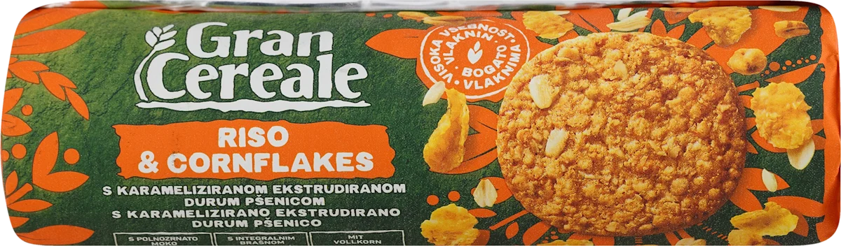 CROCCANTE čajno pecivo od žitarica celog zrna sa pirinčem i kukuruznim pahuljicama, 230 g