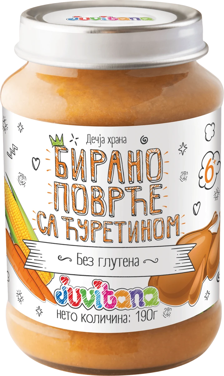 Dečija kašica - birano povrće sa ćuretinom, od 6...., 190 g
