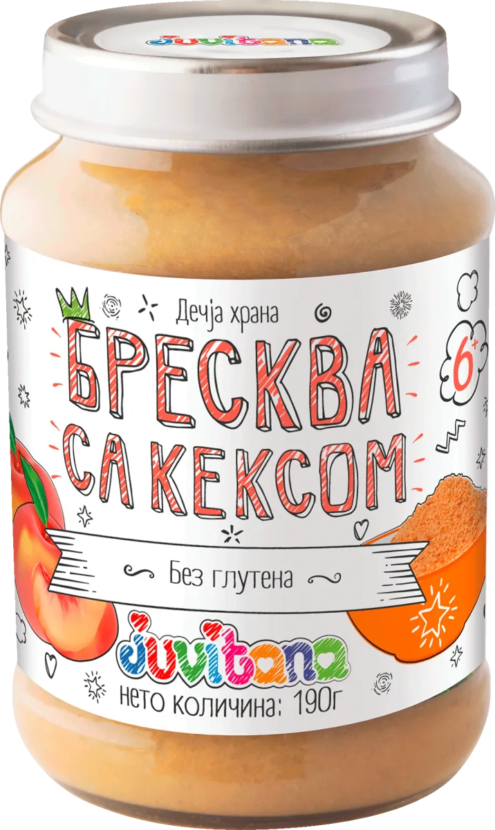 Dečija kašica - breskva sa keksom, od 6. meseca, 190 g