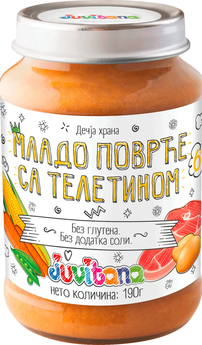 Dečija kašica - mlado povrće sa teletinom, od 6...., 190 g