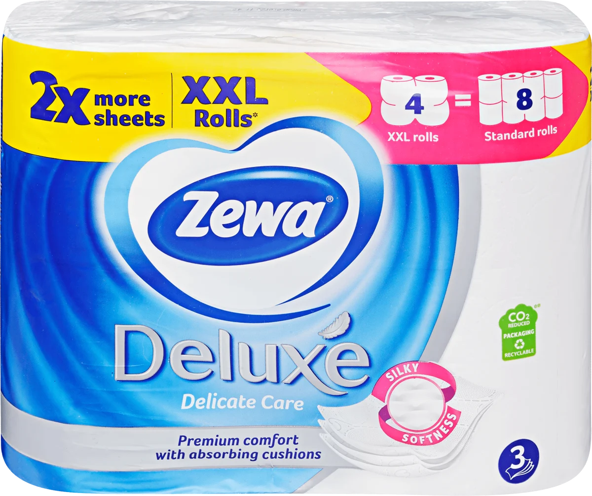 Deluxe Delicate Care XXL toaletni papir, 3-slojni, 4 kom