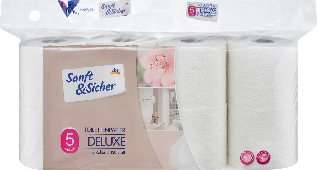 Deluxe toaletni papir, 5-slojni, 130 listića, 8 kom