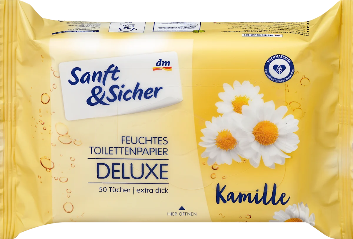 DELUXE vlažni toaletni papir – kamilica, 50 kom