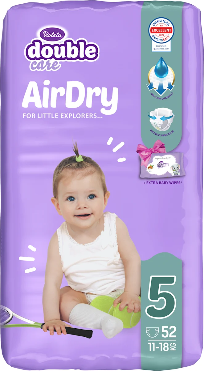 double care pelene AirDry, veličina 5 (11 – 18 kg), 52 kom