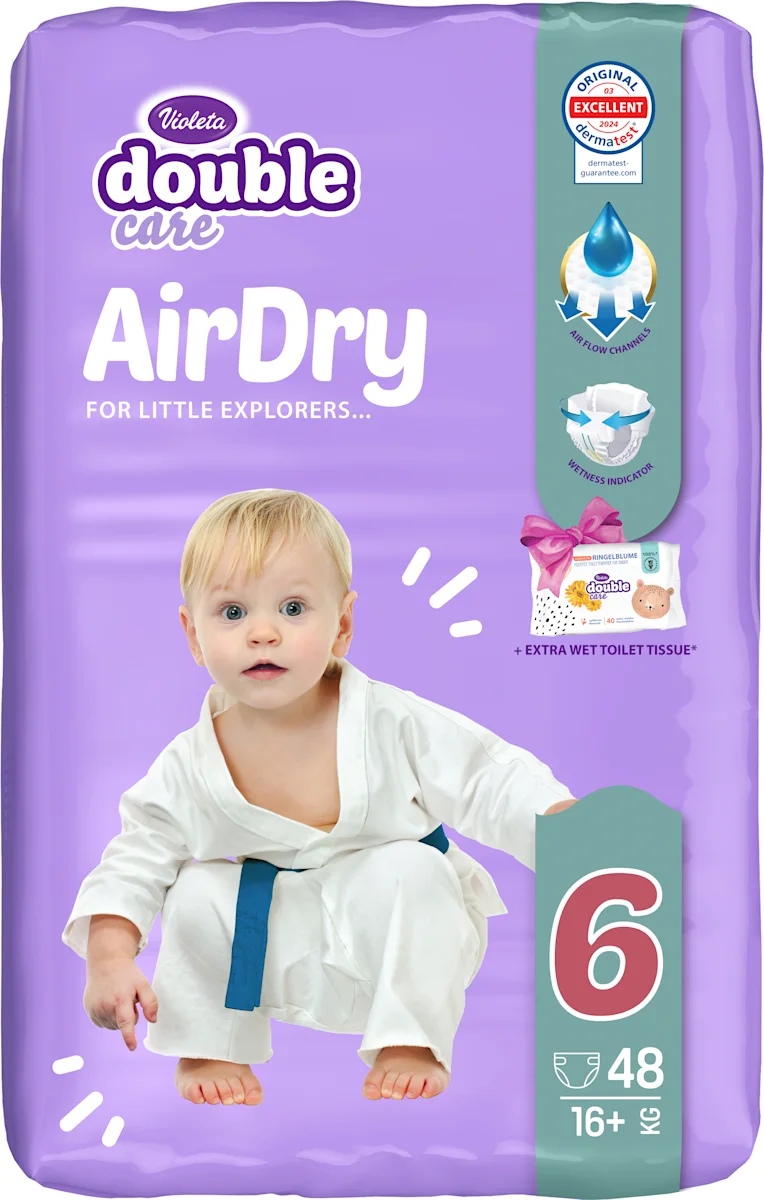 double care pelene AirDry, veličina 6 (16+ kg), 48 kom