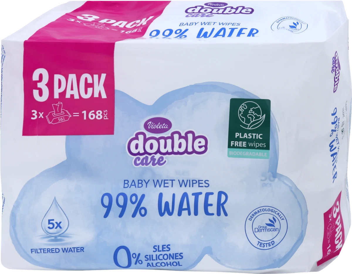 double care vlažne maramice – 99% voda, 3 x 56..., 168 kom