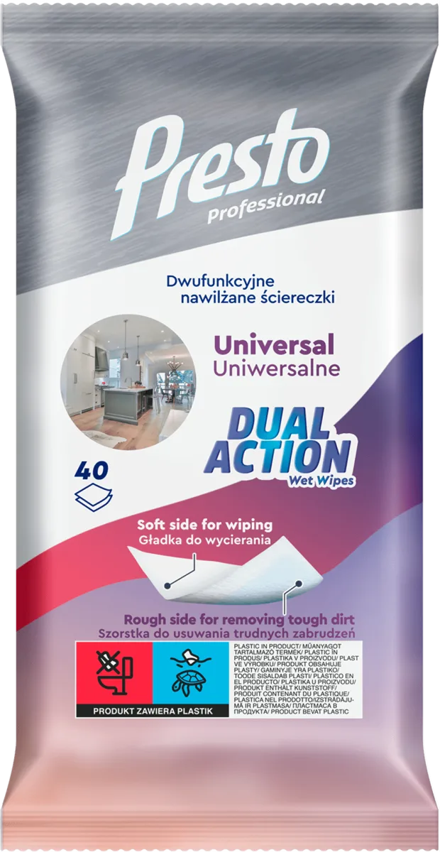 DUAL ACTION univerzalne vlažne maramice za..., 40 kom