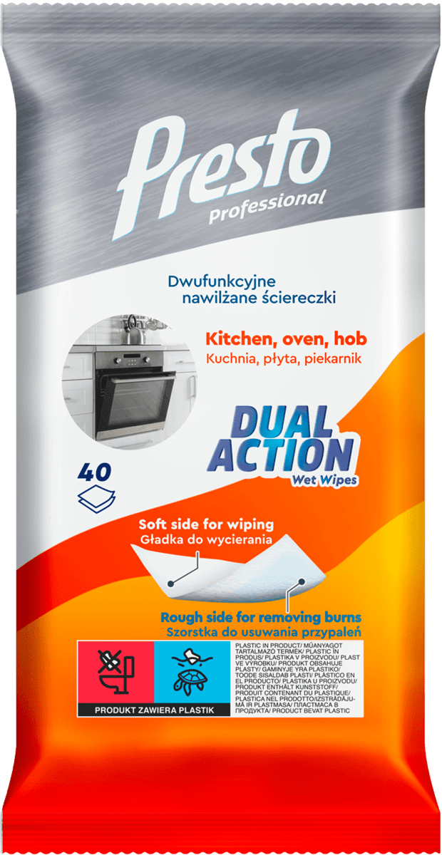 DUAL ACTION vlažne maramice za čišćenje kuhinje, 40 kom