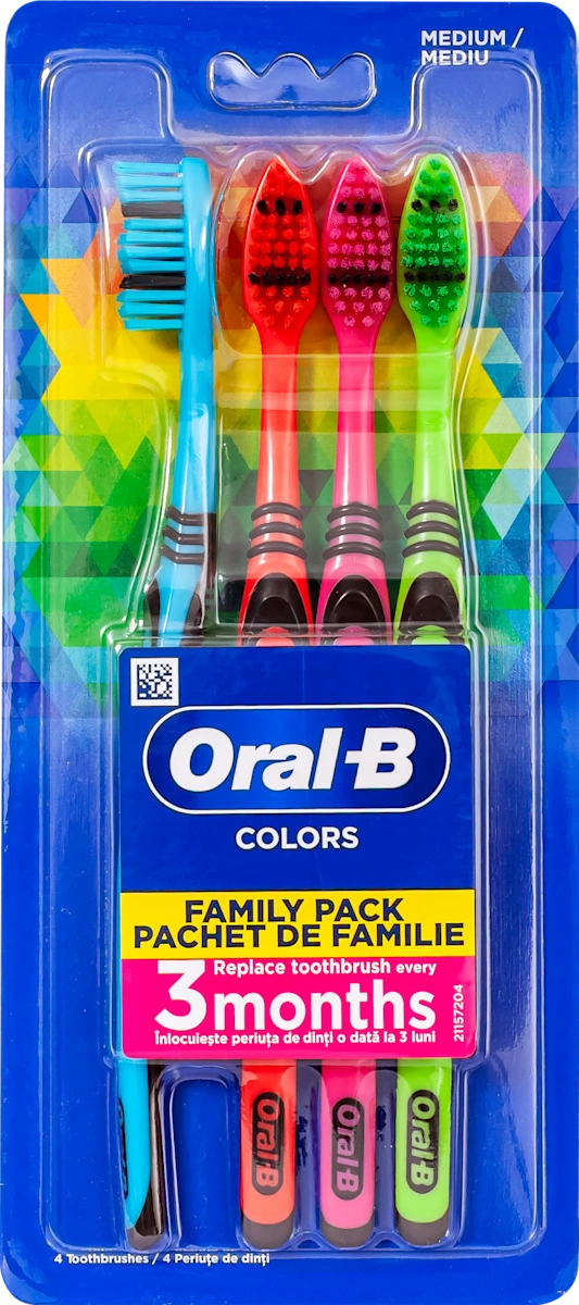FAMILY PACK COLORS četkice za zube - medium, 4 kom