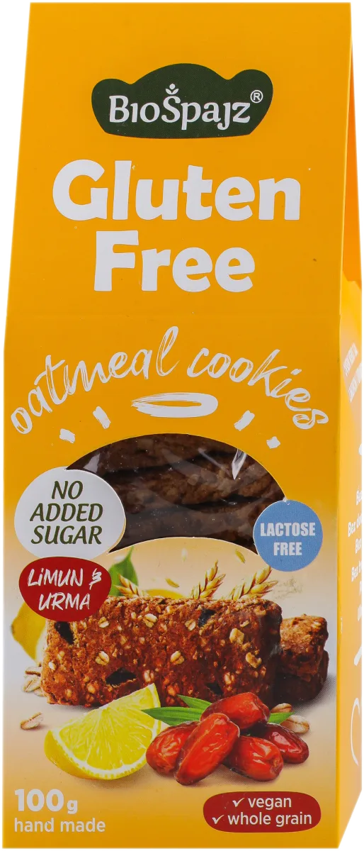 Gluten Free organski  ovseni keks - limun i urma, 100 g