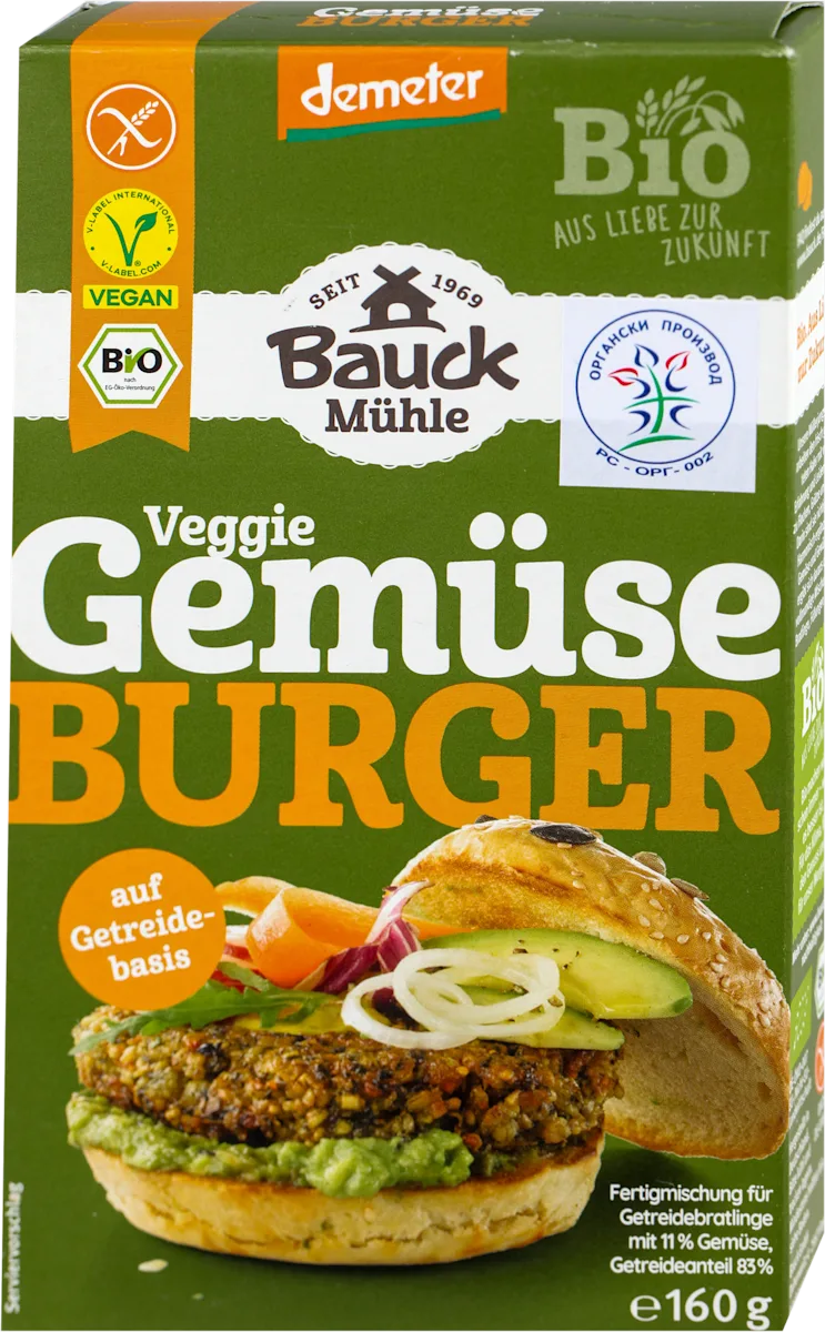 Gotova mešavina za organski burger od povrća bez glutena, 160 g