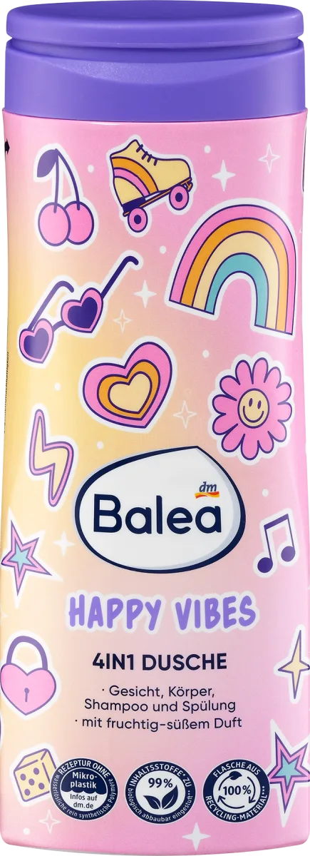 HAPPY VIBES, 4 u 1 šampon i gel za tuširanje, 300 ml