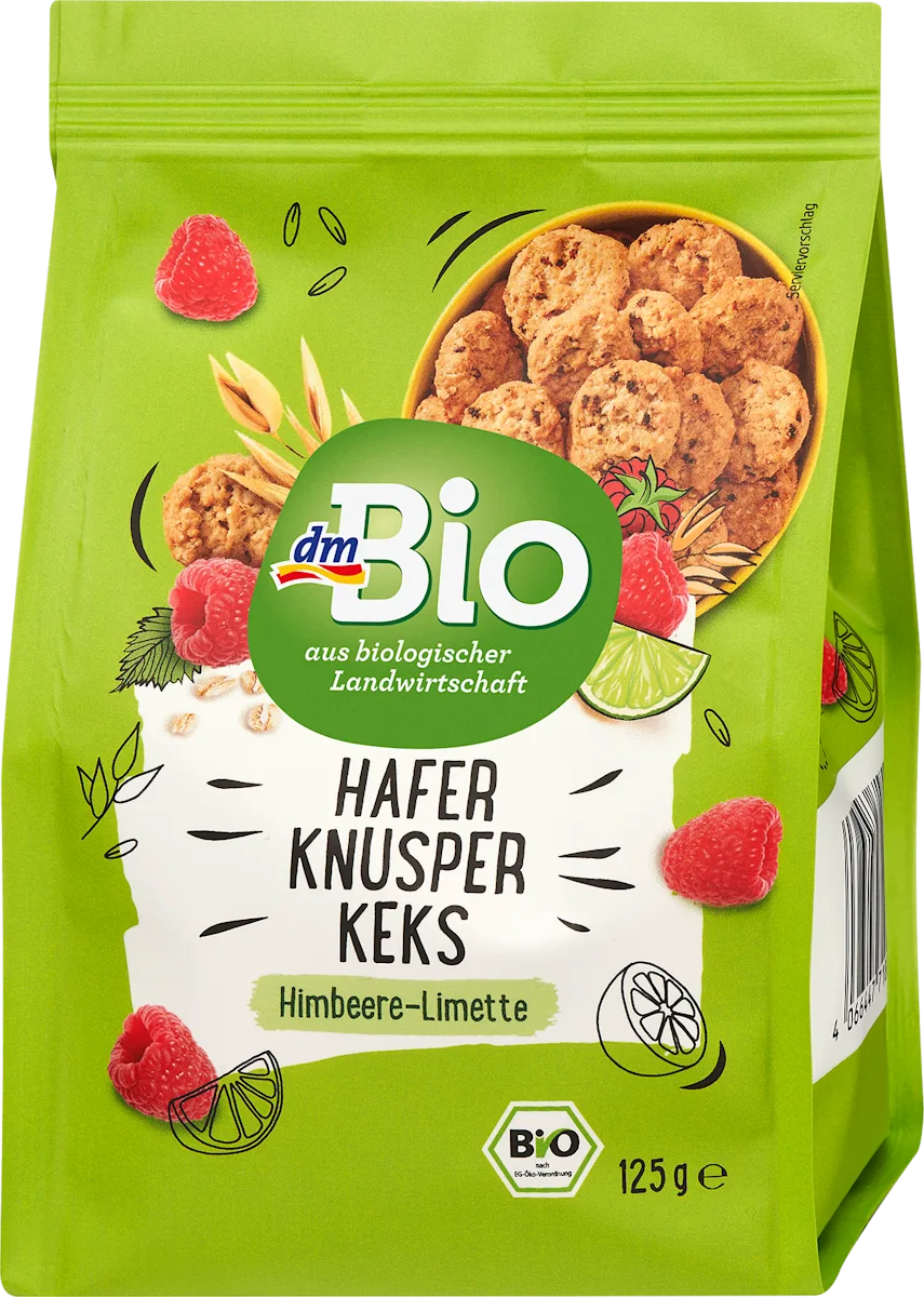 Hrskavi keks od ovsa sa malinom i limetom, 125 g