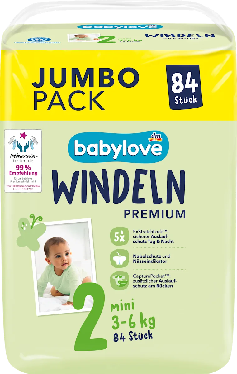 JUMBO PACK PREMIUM pelene, mini veličina 2 (3-6 kg), 84 kom