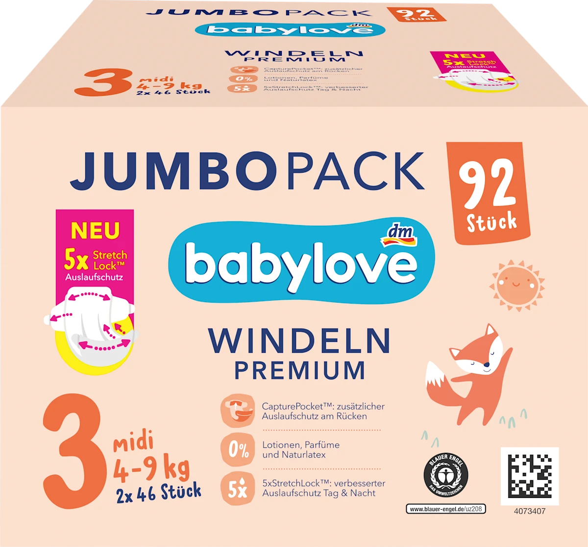 JUMBOPACK Premium pelene veličina 3 midi (4-9..., 92 kom