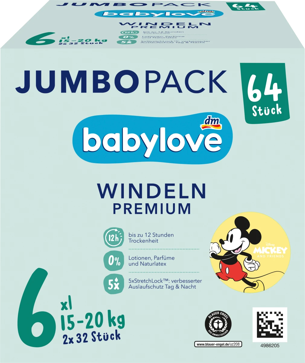 JUMBOPACK PREMIUM pelene XL, veličina (15-20kg), 64 kom