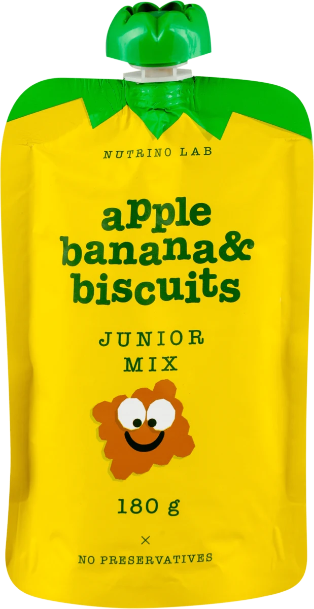 JUNIOR MIX voćna kaša - jabuka, banana i keks, 180 g