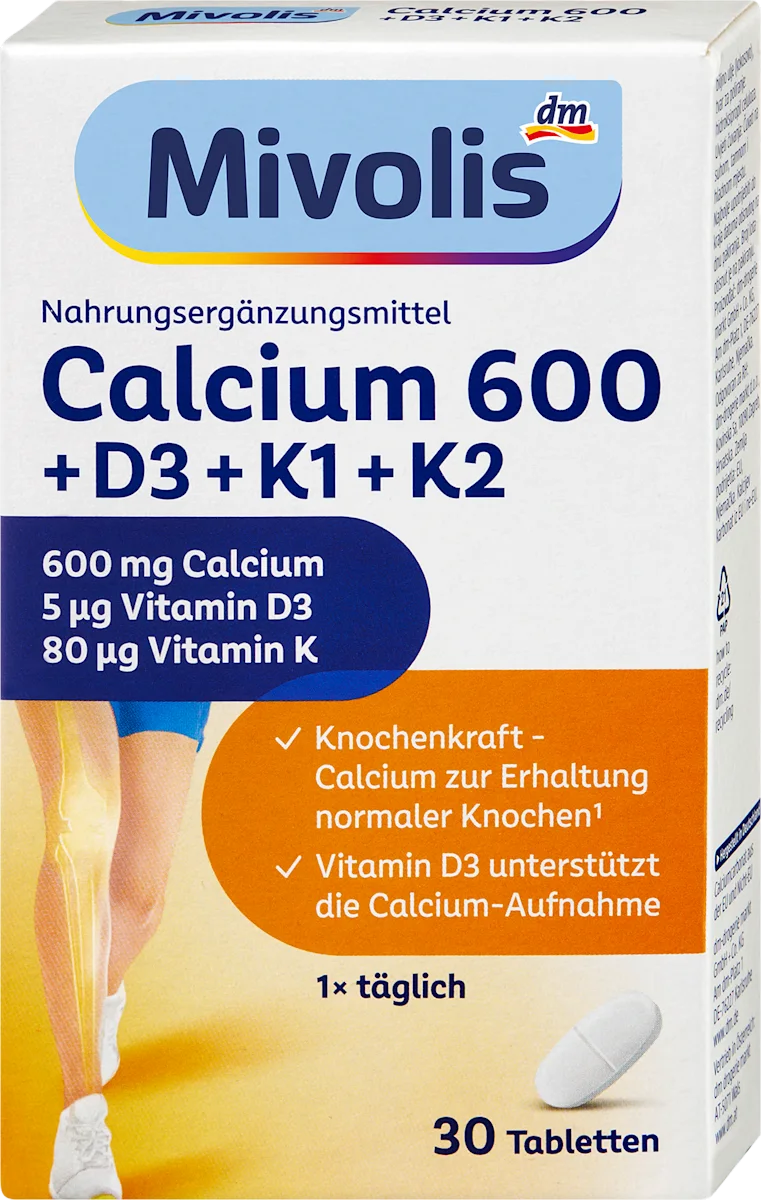 Kalcijum 600 + vitamin D3 + vitamin K1 + K2 tablete, 30 kom