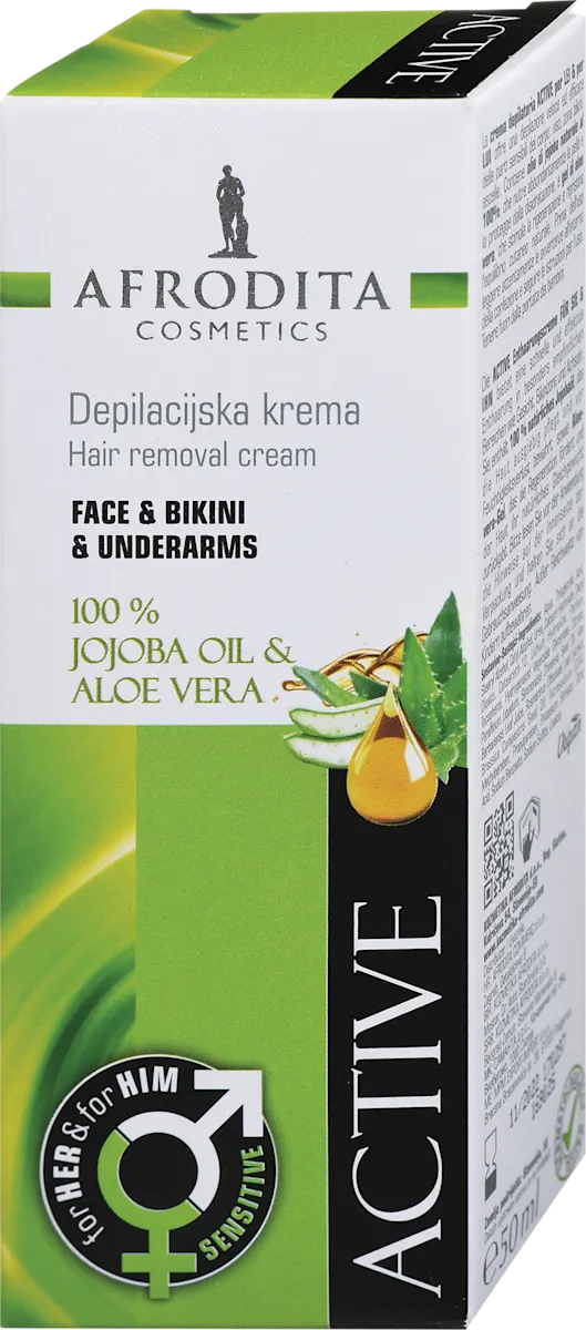 Krema za depilaciju lica i bikini zone, ACTIVE, 50 ml