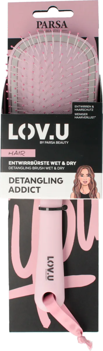 LOV.U četka za kosu mala ovalna - roze, 1 kom