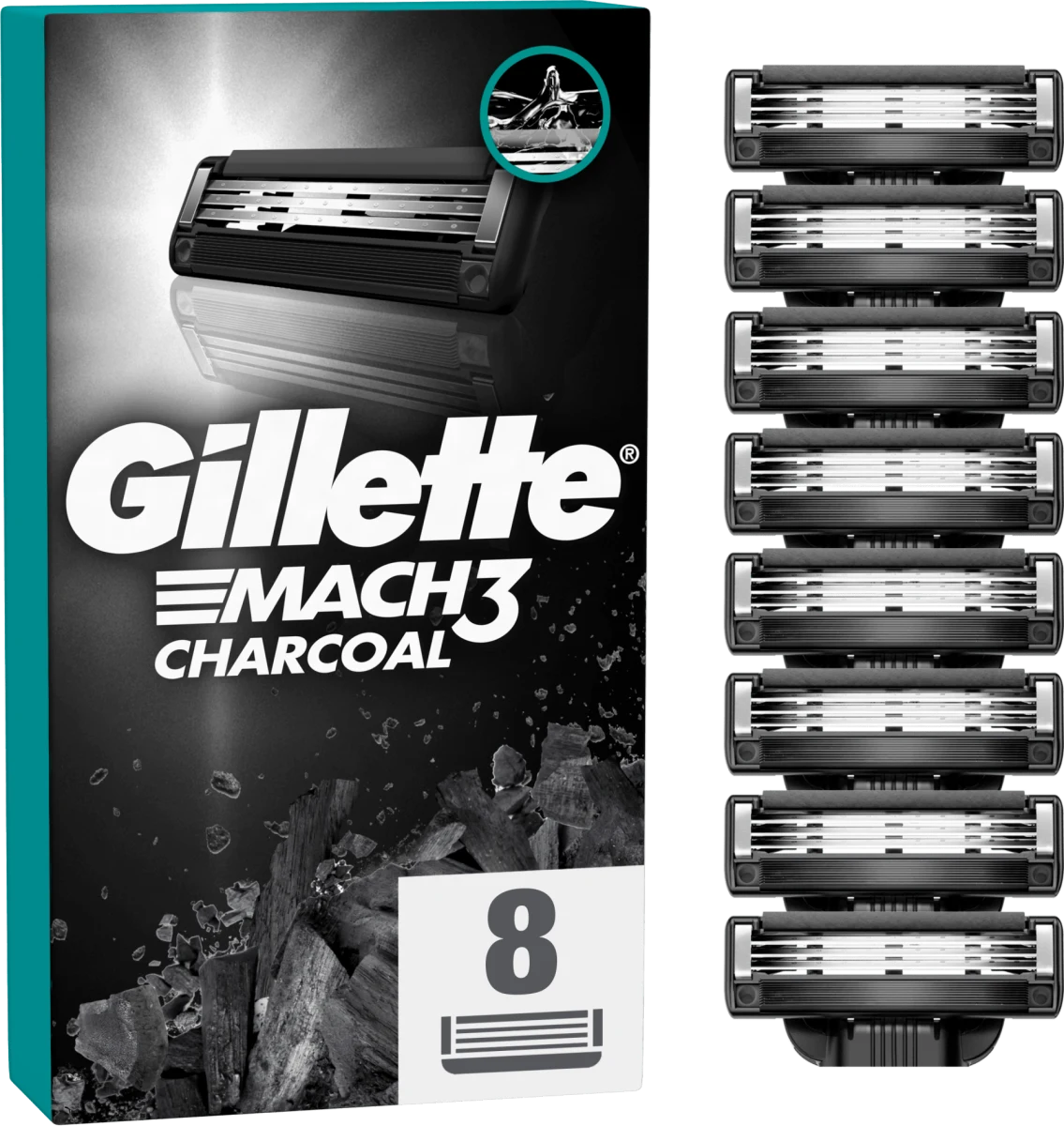 Mach3 Charcoal dopune, 8 kom
