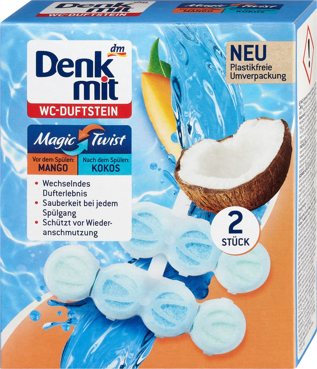Magic Twist kamen za WC šolju - mango i kokos,..., 2 kom