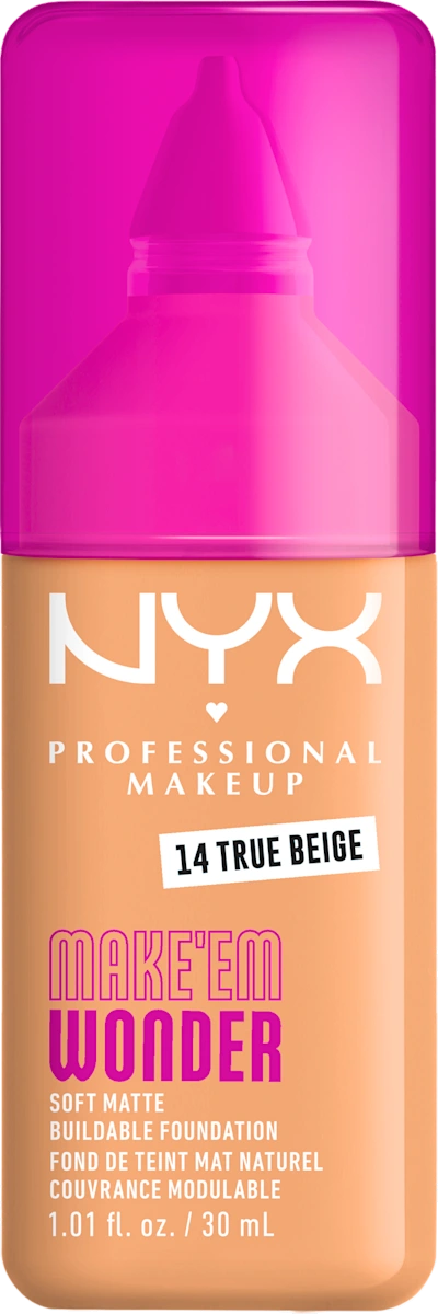MAKE'EM WONDER tečni puder - 14 True Beige, 1 kom