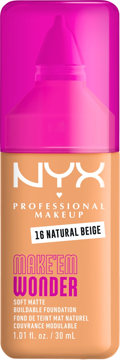 MAKE'EM WONDER tečni puder - 16 Natural Beige, 1 kom