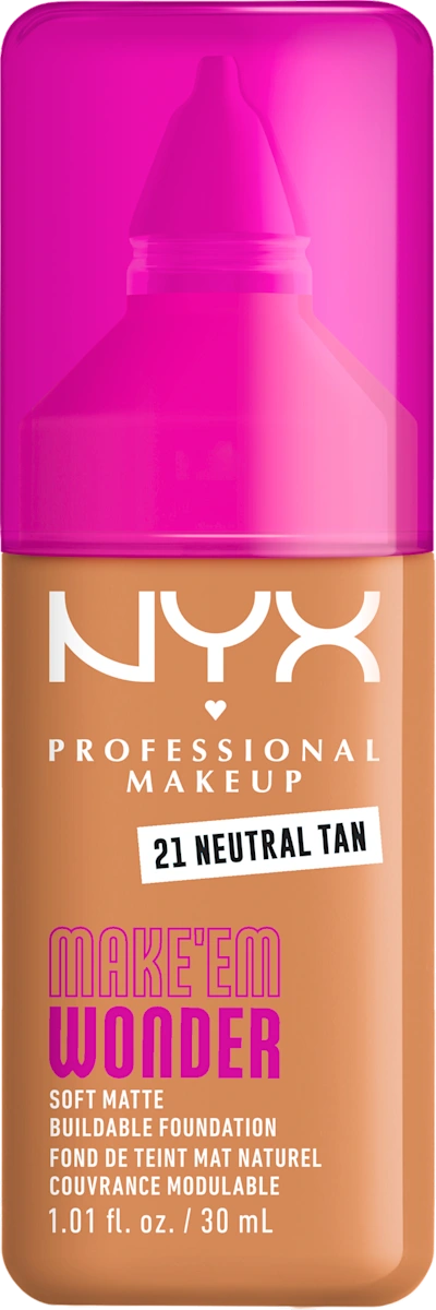 MAKE'EM WONDER tečni puder - 21 Neutral Tan, 1 kom